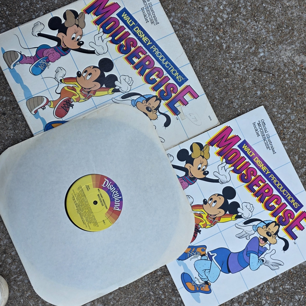 Disney Mousercise Vinyl Record with Colorful Cover